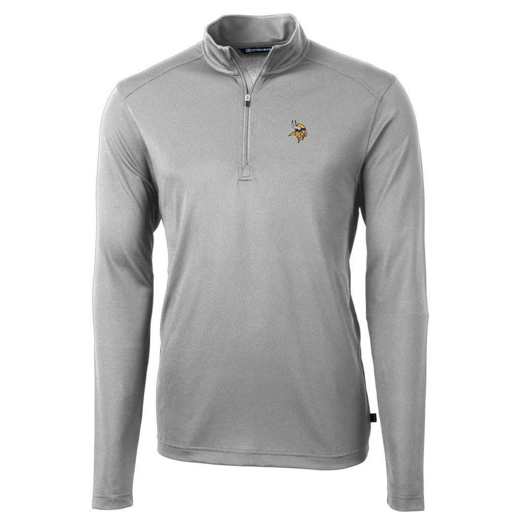 Minnesota Vikings Cutter & Buck Big & Tall Virtue Eco Pique Quarter-Zip Pullover Jacket Gray