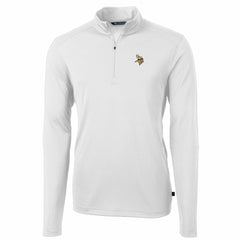 Minnesota Vikings Cutter & Buck Big & Tall Virtue Eco Pique Quarter-Zip Pullover Jacket White