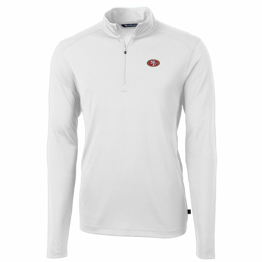 San Francisco 49ers Cutter & Buck Big & Tall Virtue Eco Pique Quarter-Zip Pullover Jacket White