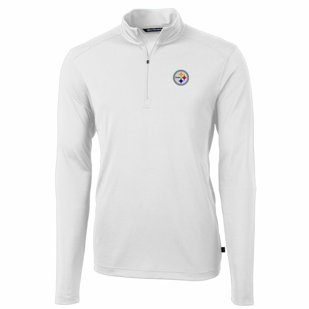 Pittsburgh Steelers Cutter & Buck Big & Tall Virtue Eco Pique Quarter-Zip Pullover Jacket White