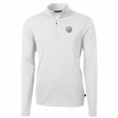 Pittsburgh Steelers Cutter & Buck Big & Tall Virtue Eco Pique Quarter-Zip Pullover Jacket White