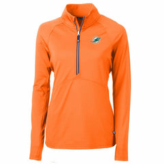 Miami Dolphins Cutter & Buck Women's Adapt Eco Knit Stretch Recycled Half-Zip Pullover Top Orange