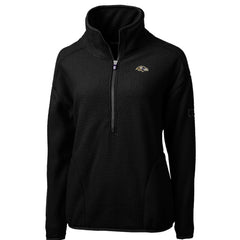 Baltimore Ravens Cutter & Buck Women's Cascade Eco Sherpa Fleece Half-Zip Pullover Jacket Black
