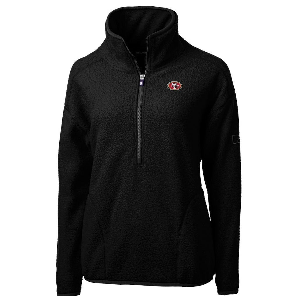 San Francisco 49ers Cutter & Buck Women's Cascade Eco Sherpa Fleece Half-Zip Pullover Jacket Black