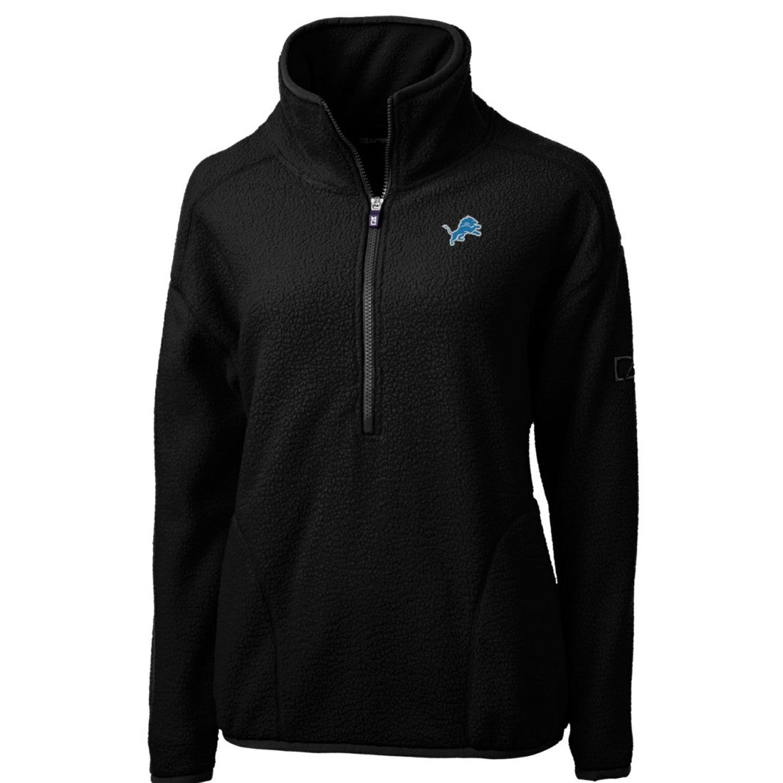 Detroit Lions Cutter & Buck Women's Cascade Eco Sherpa Fleece Half-Zip Pullover Jacket Black