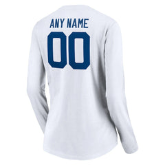 Indianapolis Colts Women's Team Authentic Logo Personalized Name & Number V-Neck Long Sleeve T-Shirt White