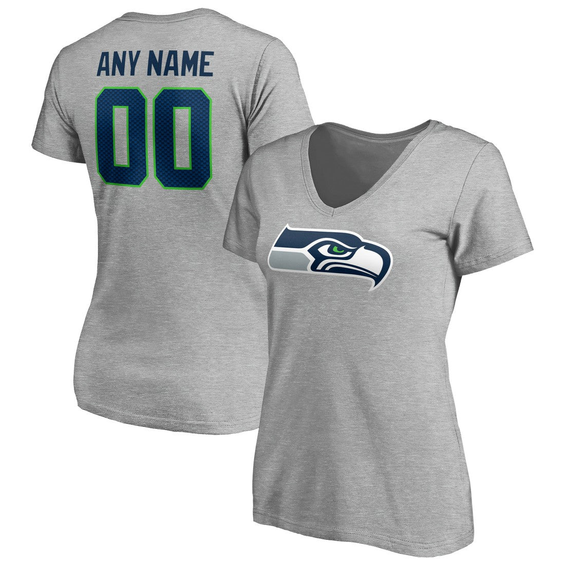 Seattle Seahawks Women's Team Authentic Custom V-Neck T-Shirt Gray