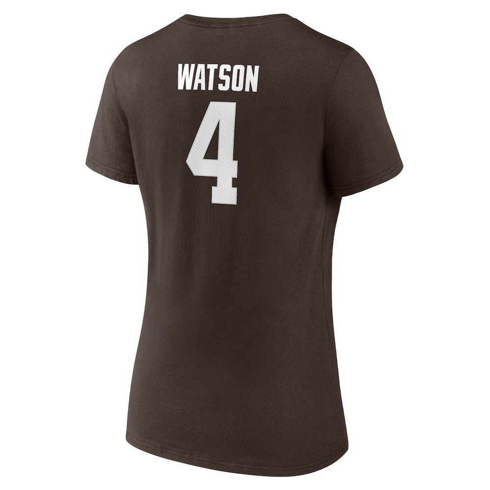 Deshaun Watson Cleveland Browns Women's Player Icon Name & Number V-Neck T-Shirt Brown