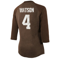 Deshaun Watson Cleveland Browns Majestic Threads Women's Name & Number Raglan 3/4 Sleeve T-Shirt Brown