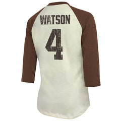Deshaun Watson Cleveland Browns Majestic Threads Women's Player Name & Number Tri-Blend Three-Quarter Sleeve T-Shirt Cream