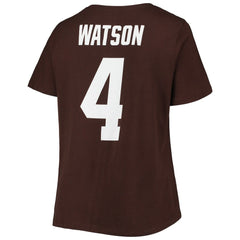 Deshaun Watson Cleveland Browns Women's Plus Size Player Name & Number V-Neck T-Shirt Brown