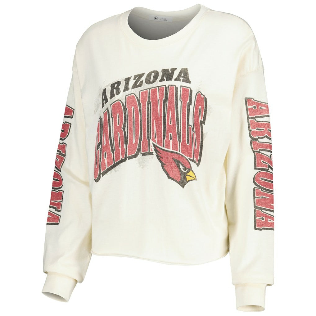 Arizona Cardinals '47 Women's Brush Back Parkway Cropped Lightweight Long Sleeve T-Shirt Cream