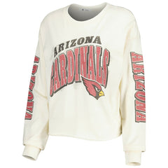 Arizona Cardinals '47 Women's Brush Back Parkway Cropped Lightweight Long Sleeve T-Shirt Cream
