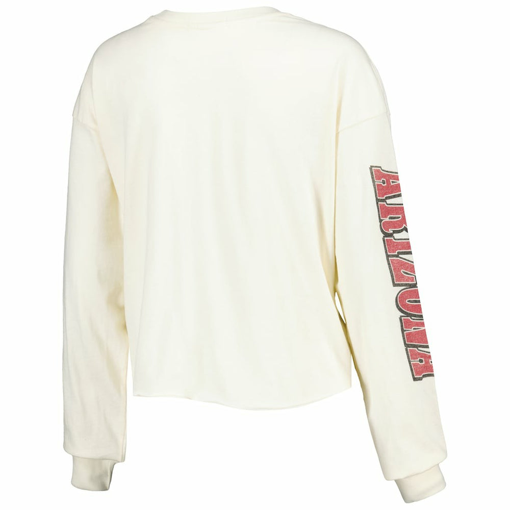 Arizona Cardinals '47 Women's Brush Back Parkway Cropped Lightweight Long Sleeve T-Shirt Cream