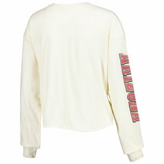 Arizona Cardinals '47 Women's Brush Back Parkway Cropped Lightweight Long Sleeve T-Shirt Cream