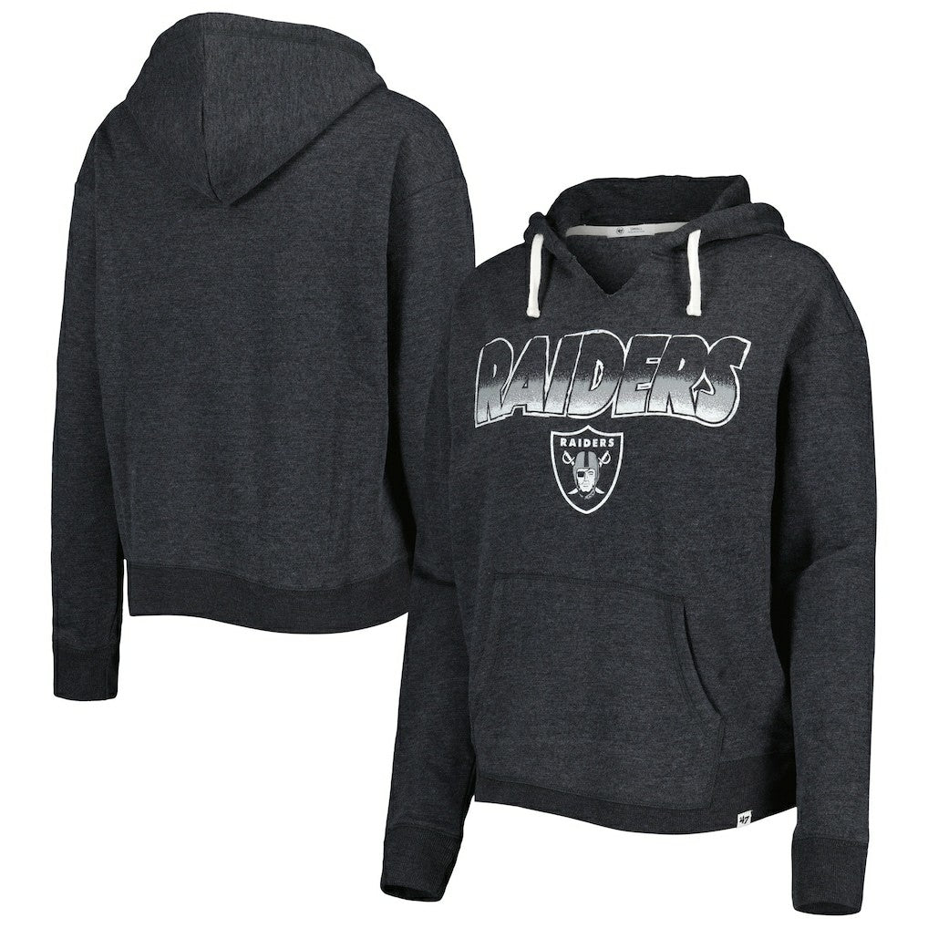 Las Vegas Raiders '47 Women's Color Rise Kennedy Notch Neck Pullover Hoodie Black