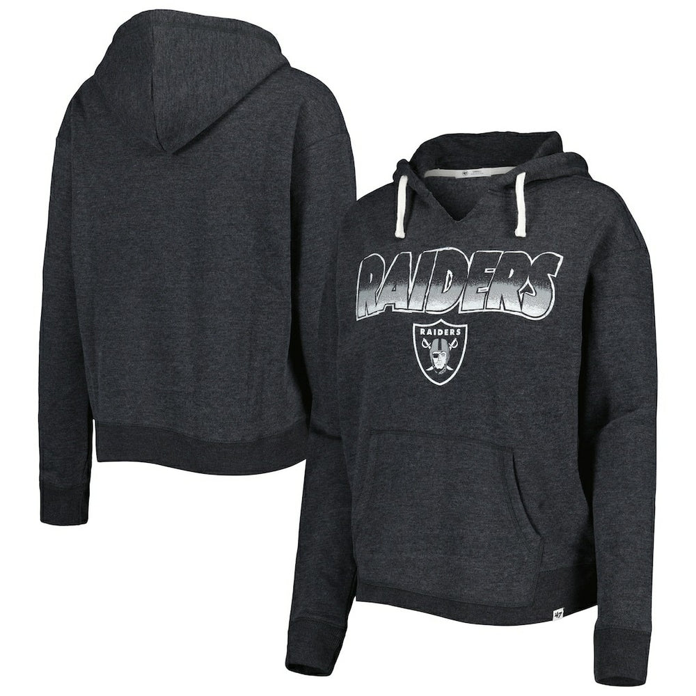 Las Vegas Raiders '47 Women's Color Rise Kennedy Notch Neck Pullover Hoodie Black