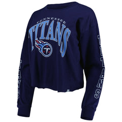 Tennessee Titans '47 Women's Skyler Parkway Cropped Long Sleeve T-Shirt Navy