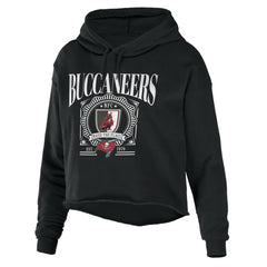 Tampa Bay Buccaneers WEAR by Erin Andrews Women's Cropped Sponge Fleece Pullover Hoodie Black