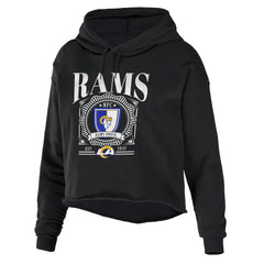 Los Angeles Rams WEAR by Erin Andrews Women's Cropped Sponge Fleece Pullover Hoodie Black
