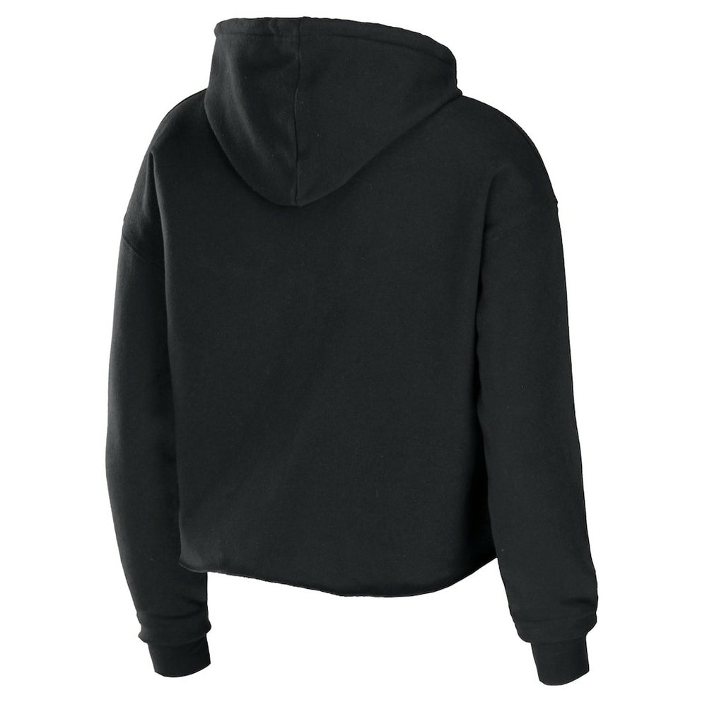 Carolina Panthers WEAR by Erin Andrews Women's Cropped Sponge Fleece Pullover Hoodie Black