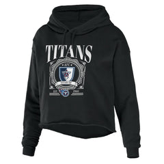 Tennessee Titans WEAR by Erin Andrews Women's Cropped Sponge Fleece Pullover Hoodie Black