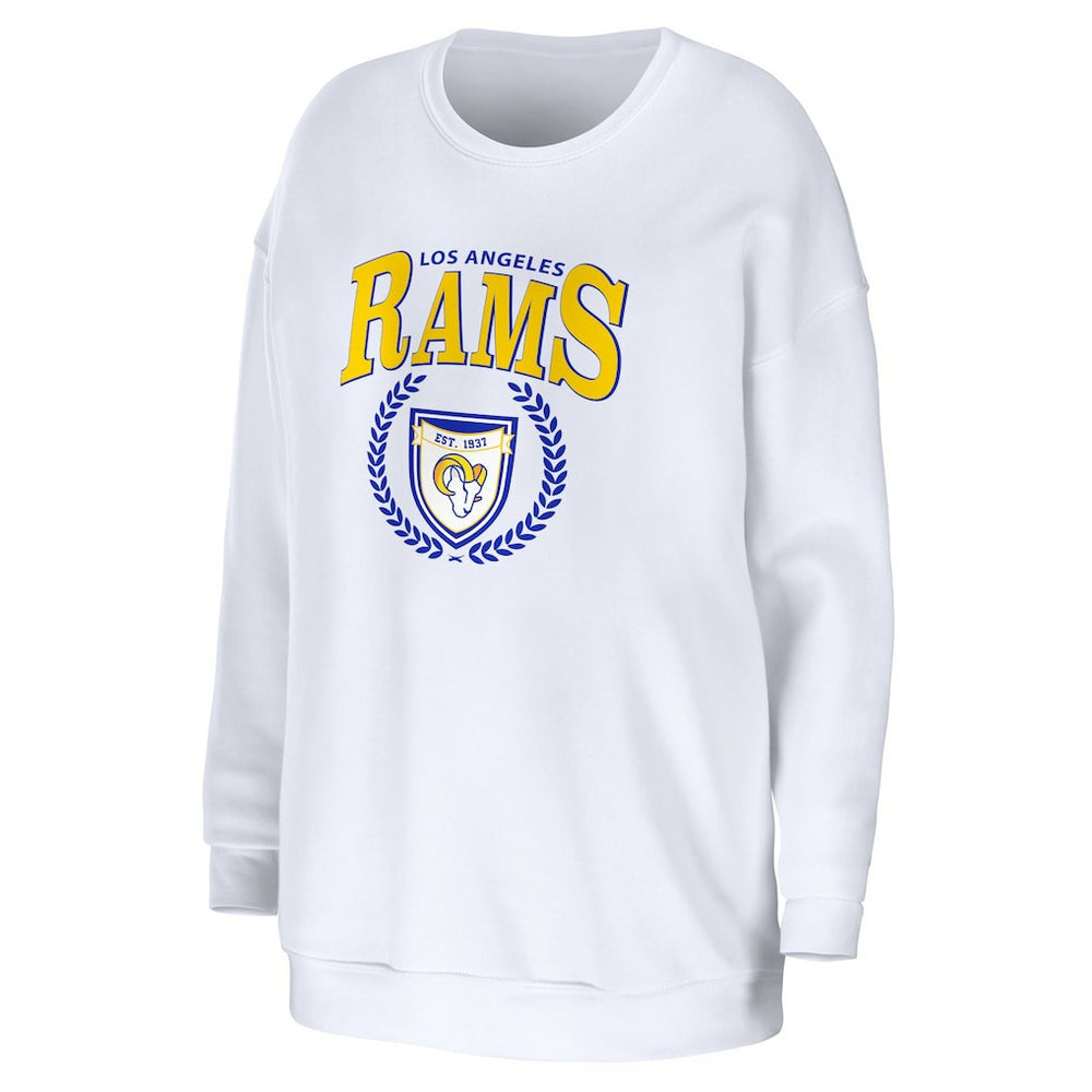 Los Angeles Rams WEAR by Erin Andrews Women's Oversized Pullover Sweatshirt White