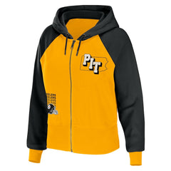 Pittsburgh Steelers WEAR by Erin Andrews Women's Colorblock Lightweight Full-Zip Hoodie Gold