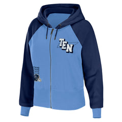 Tennessee Titans WEAR by Erin Andrews Women's Colorblock Lightweight Full-Zip Hoodie Light Blue