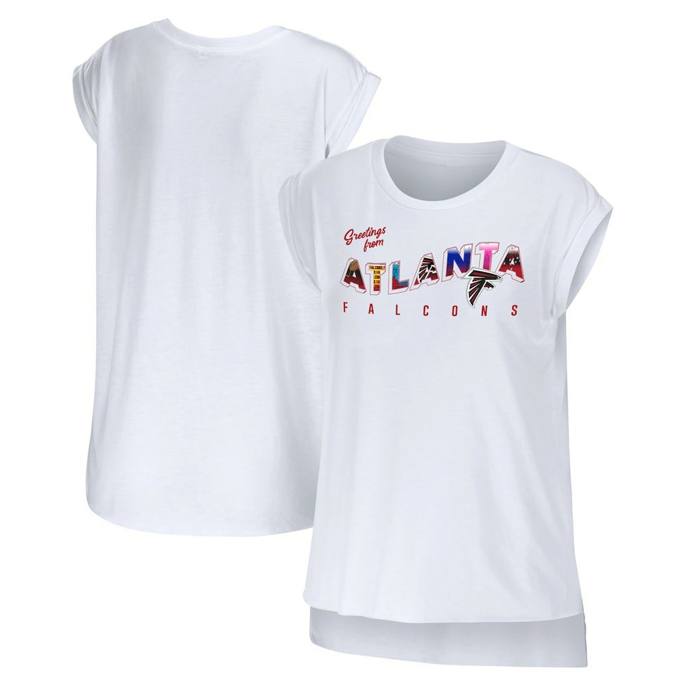 Atlanta Falcons WEAR by Erin Andrews Women's Greetings From Muscle T-Shirt White