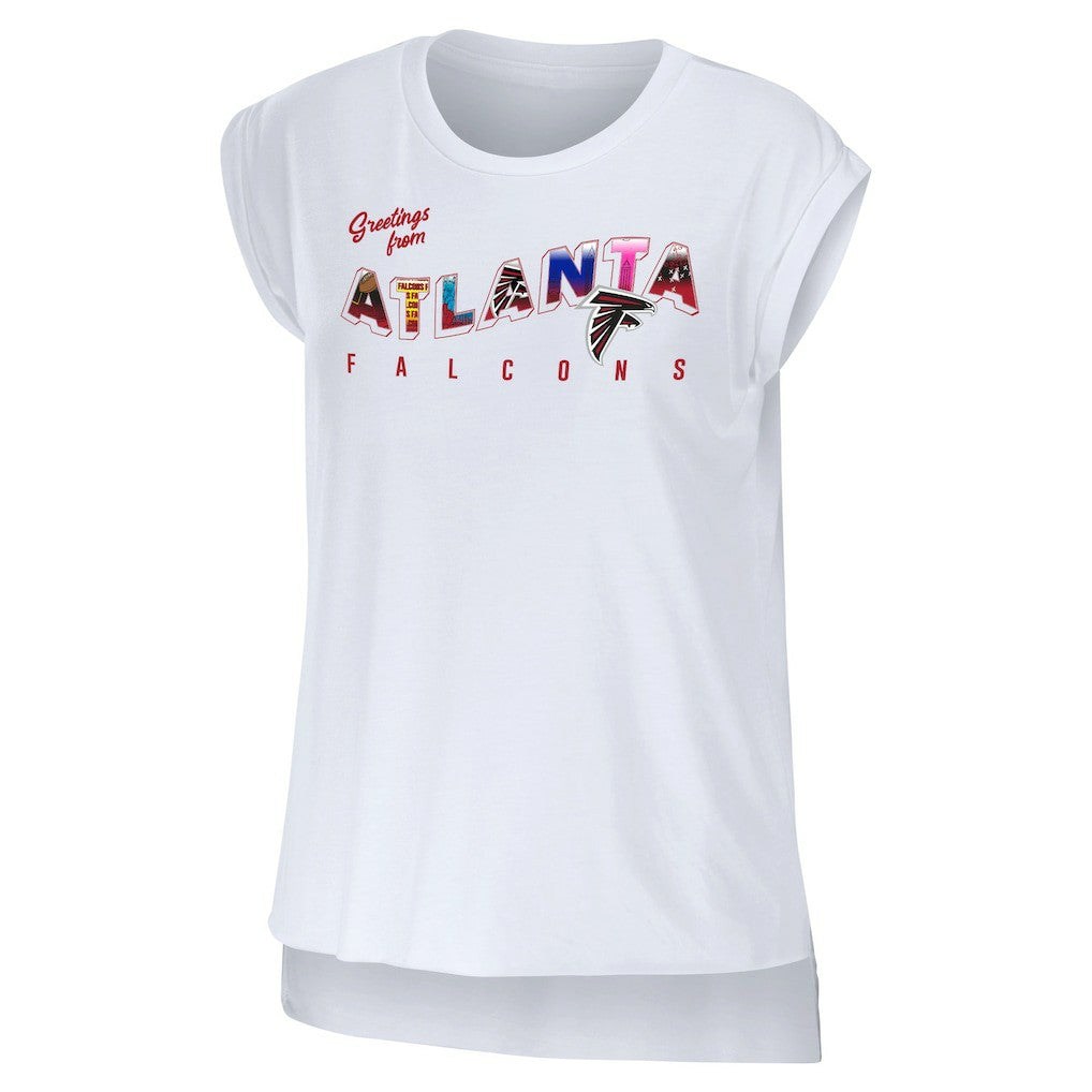 Atlanta Falcons WEAR by Erin Andrews Women's Greetings From Muscle T-Shirt White