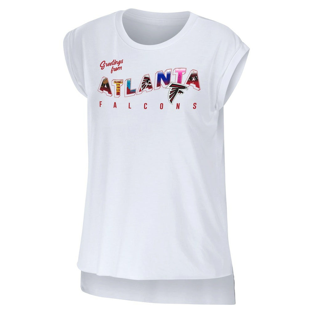 Atlanta Falcons WEAR by Erin Andrews Women's Greetings From Muscle T-Shirt White