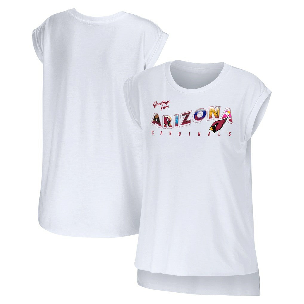 Arizona Cardinals WEAR by Erin Andrews Women's Greetings From Muscle T-Shirt White