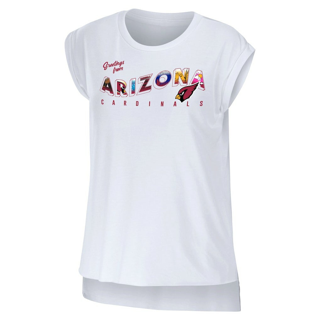 Arizona Cardinals WEAR by Erin Andrews Women's Greetings From Muscle T-Shirt White
