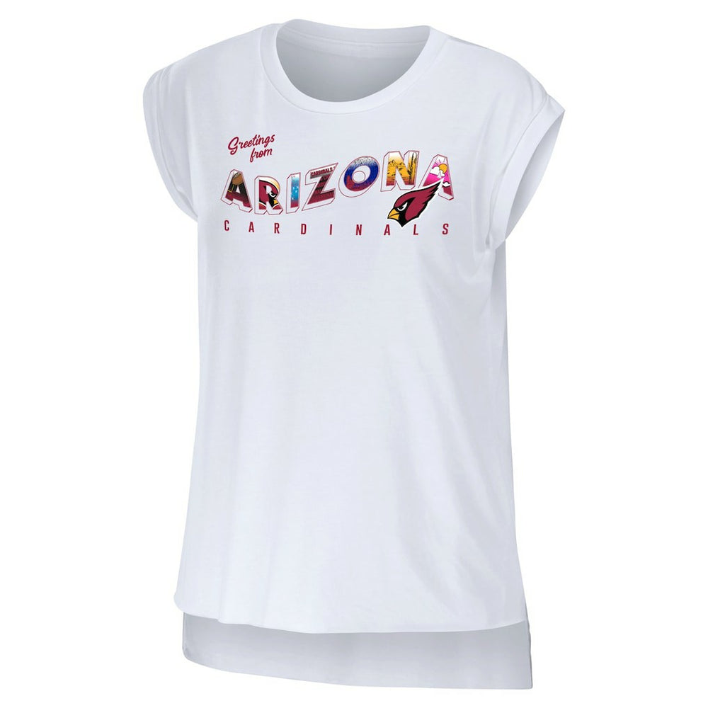 Arizona Cardinals WEAR by Erin Andrews Women's Greetings From Muscle T-Shirt White