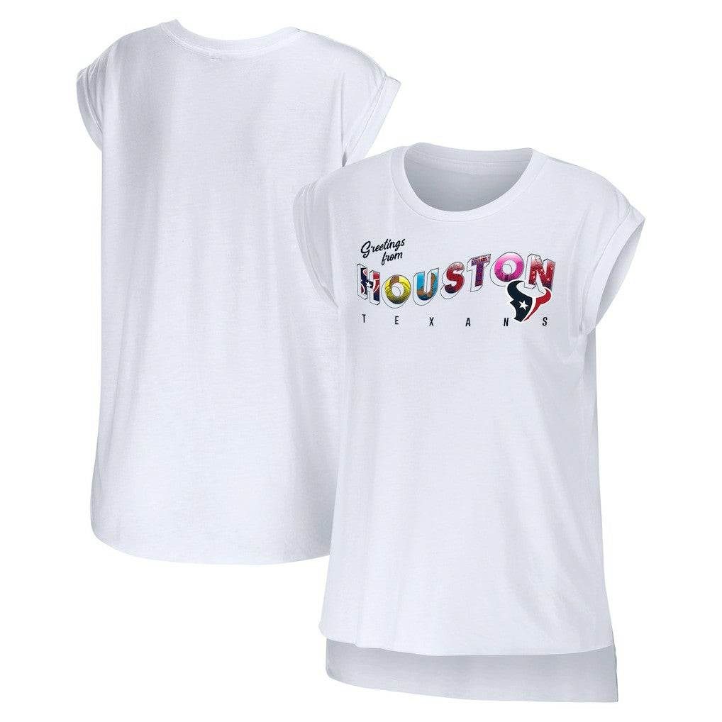 Houston Texans WEAR by Erin Andrews Women's Greetings From Muscle T-Shirt White