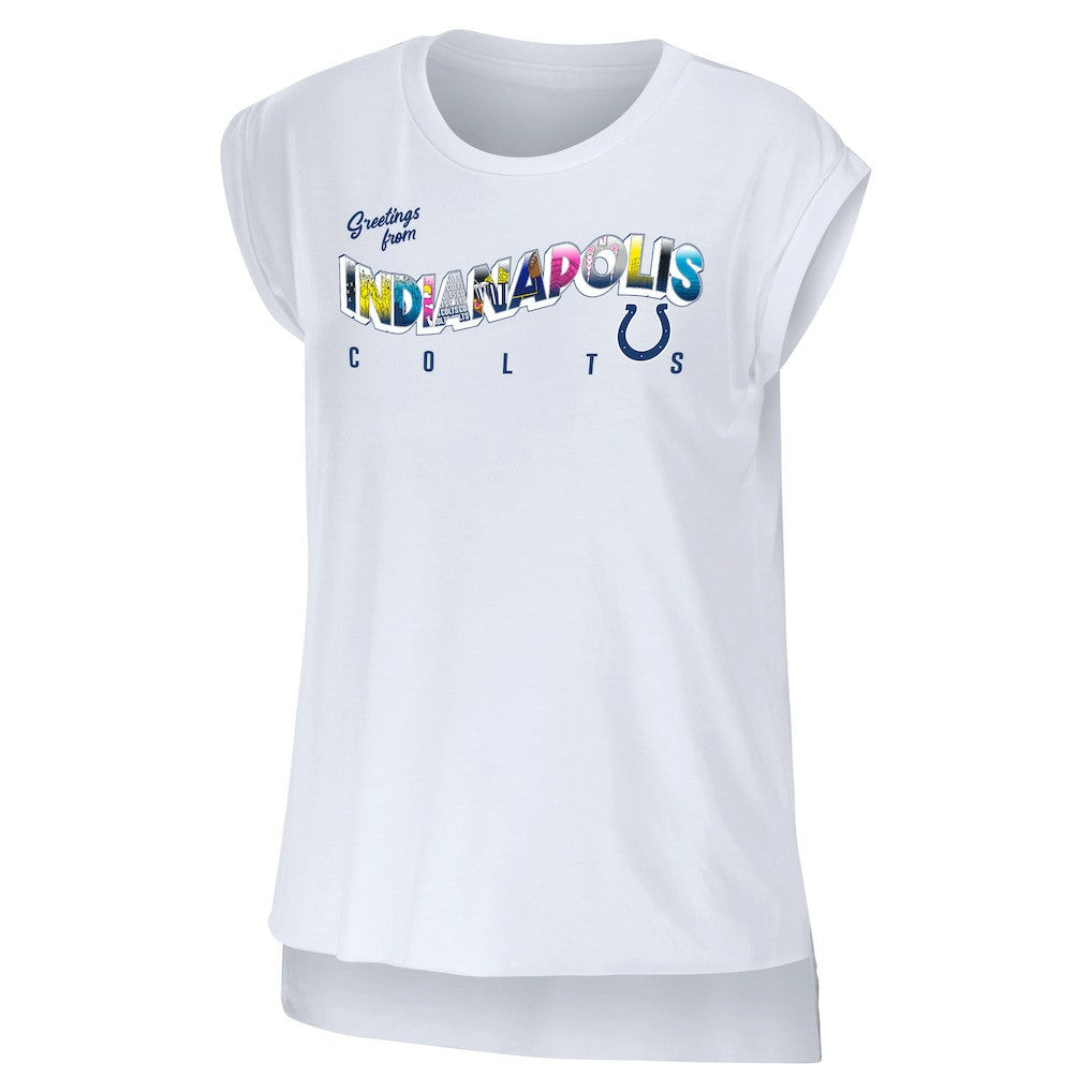 Indianapolis Colts WEAR by Erin Andrews Women's Greetings From Muscle T-Shirt White