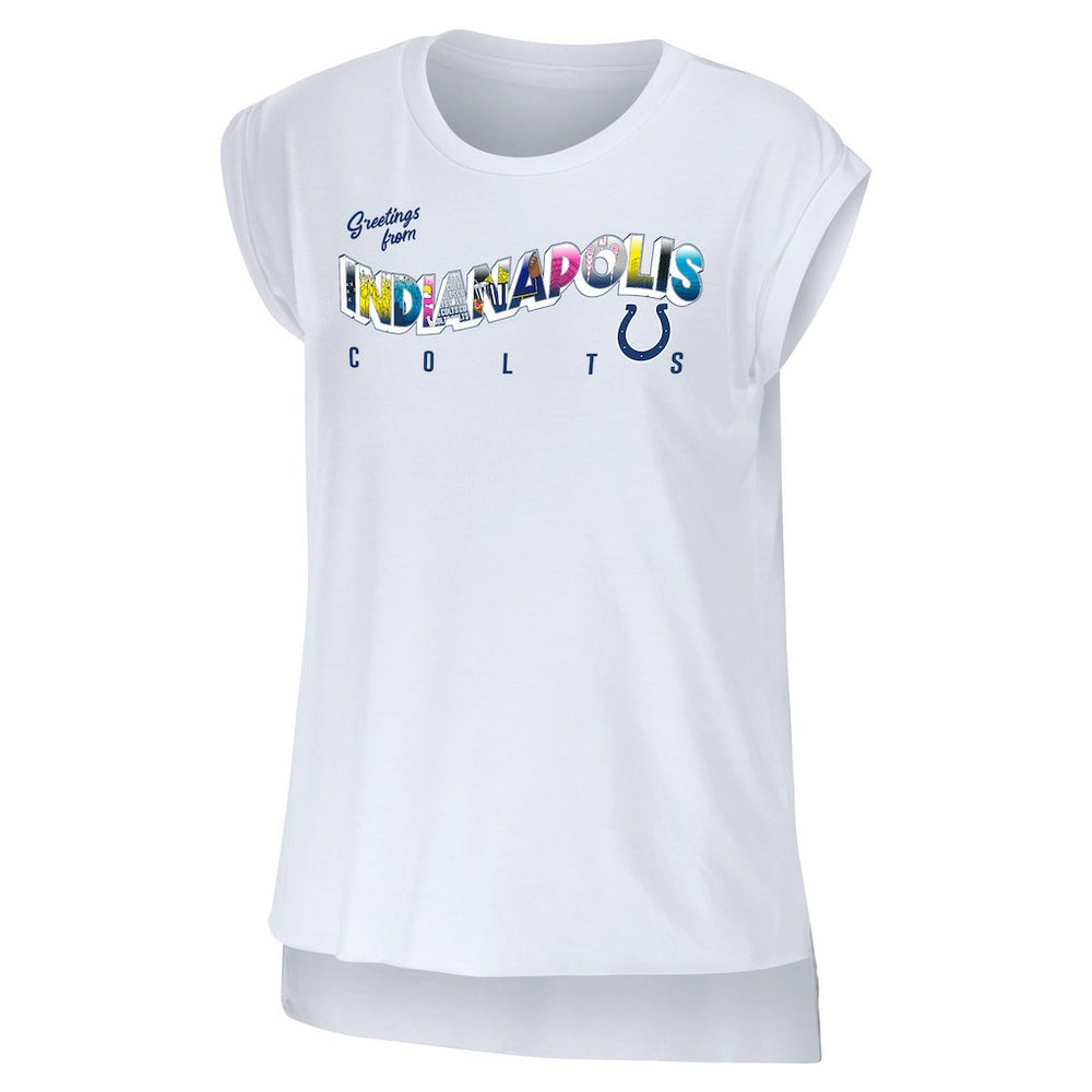 Indianapolis Colts WEAR by Erin Andrews Women's Greetings From Muscle T-Shirt White