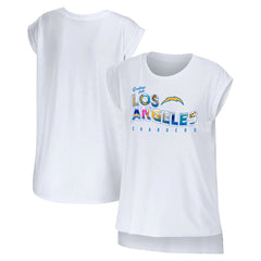 Los Angeles Chargers WEAR by Erin Andrews Women's Greetings From Muscle T-Shirt White