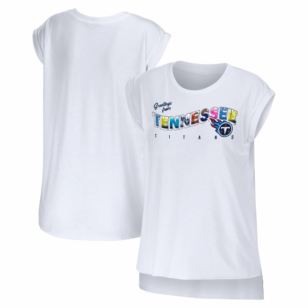 Tennessee Titans WEAR by Erin Andrews Women's Greetings From Muscle T-Shirt White
