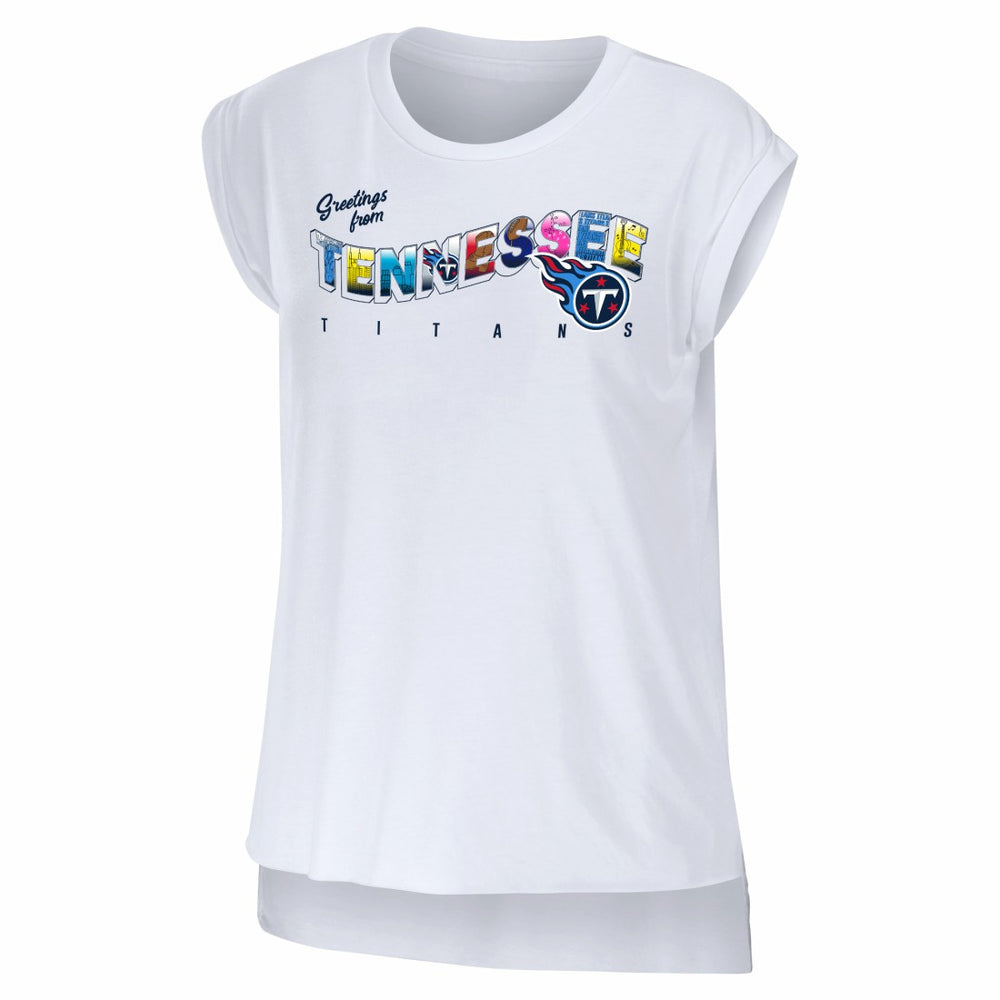 Tennessee Titans WEAR by Erin Andrews Women's Greetings From Muscle T-Shirt White
