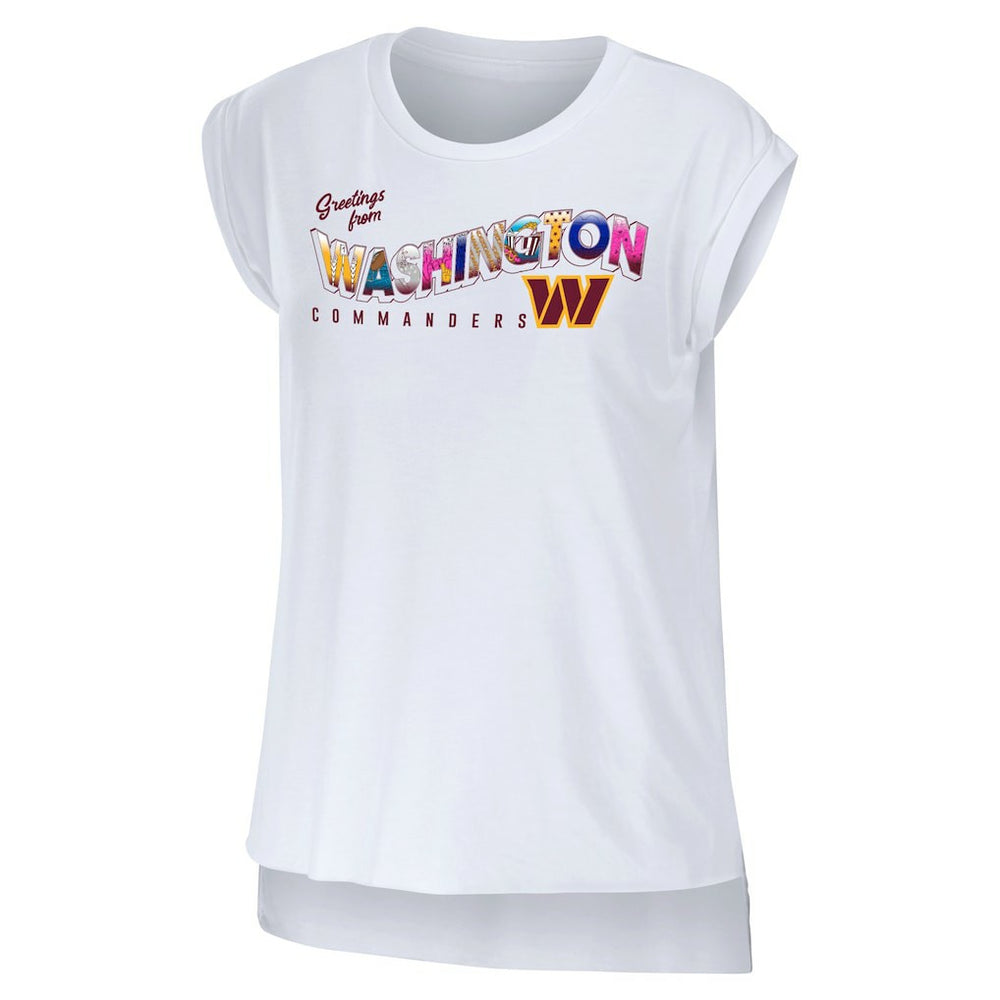 Washington Commanders WEAR by Erin Andrews Women's Greetings From Muscle T-Shirt White