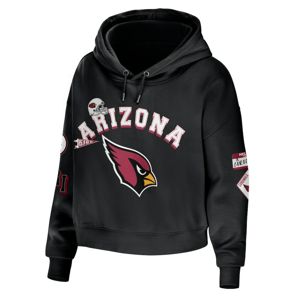 Arizona Cardinals WEAR by Erin Andrews Women's Modest Cropped Pullover Hoodie Black