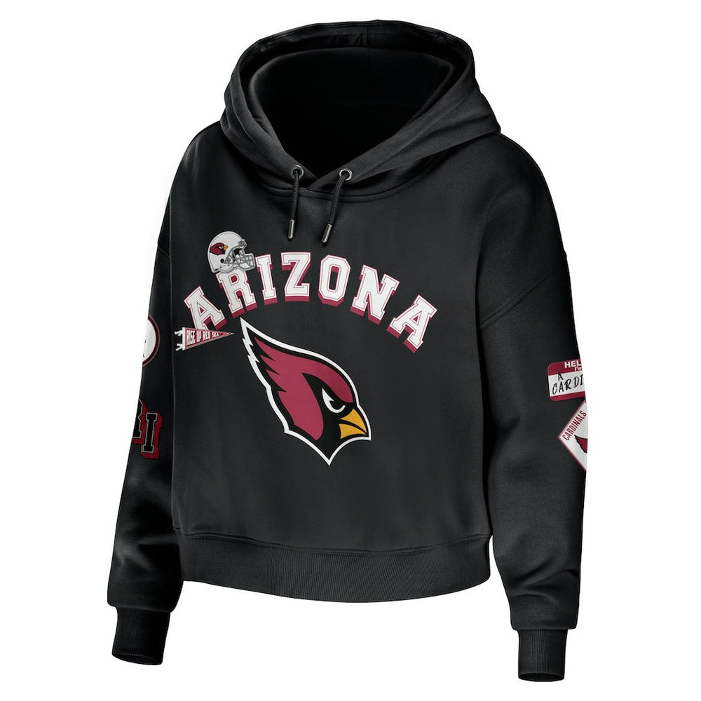 Arizona Cardinals WEAR by Erin Andrews Women's Modest Cropped Pullover Hoodie Black