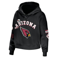 Arizona Cardinals WEAR by Erin Andrews Women's Modest Cropped Pullover Hoodie Black