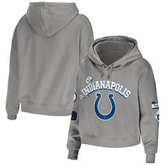 Indianapolis Colts WEAR by Erin Andrews Women's Modest Cropped Pullover Hoodie Gray
