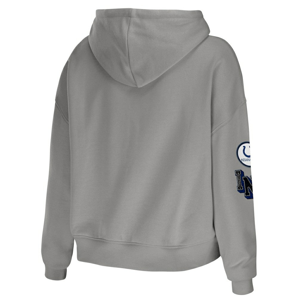 Indianapolis Colts WEAR by Erin Andrews Women's Modest Cropped Pullover Hoodie Gray