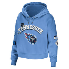 Tennessee Titans WEAR by Erin Andrews Women's Modest Cropped Pullover Hoodie Light Blue