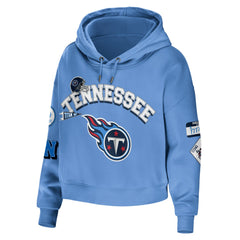 Tennessee Titans WEAR by Erin Andrews Women's Plus Size Modest Cropped Pullover Hoodie Light Blue