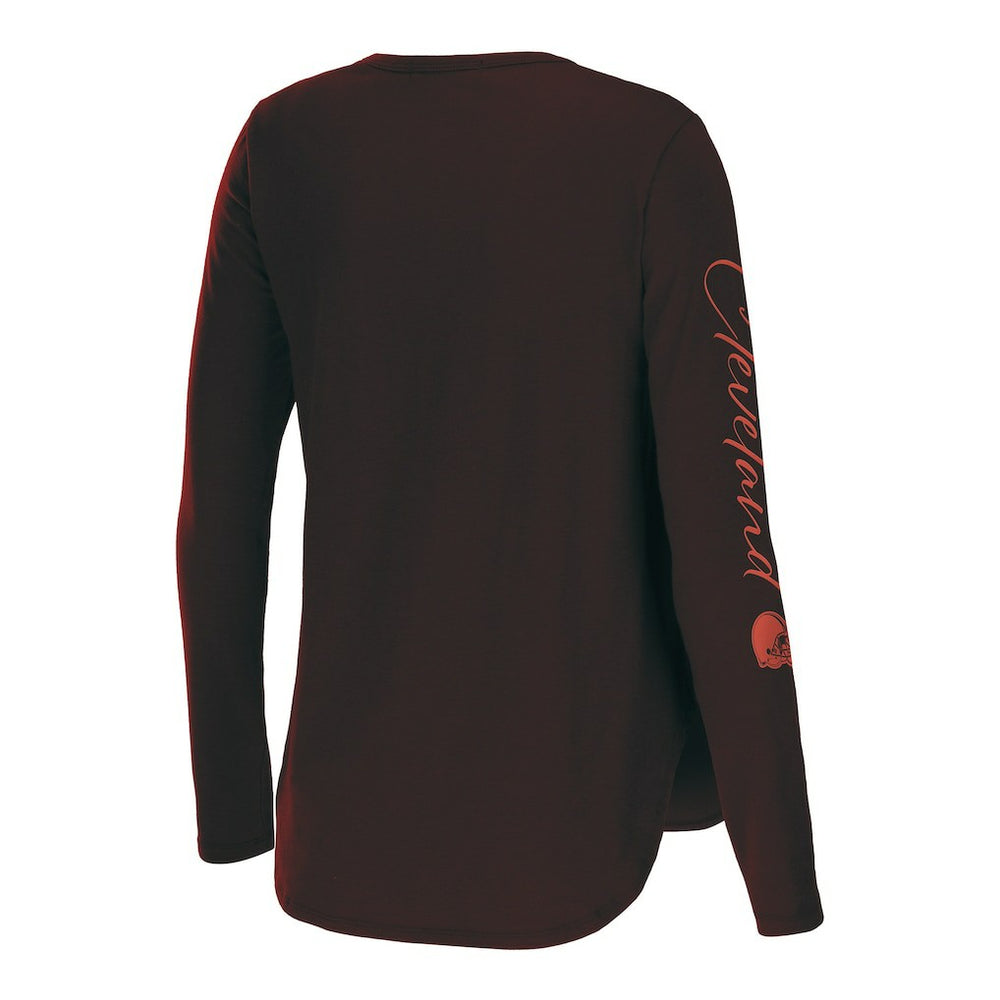Cleveland Browns WEAR by Erin Andrews Women's Team Scoop Neck T-Shirt Brown